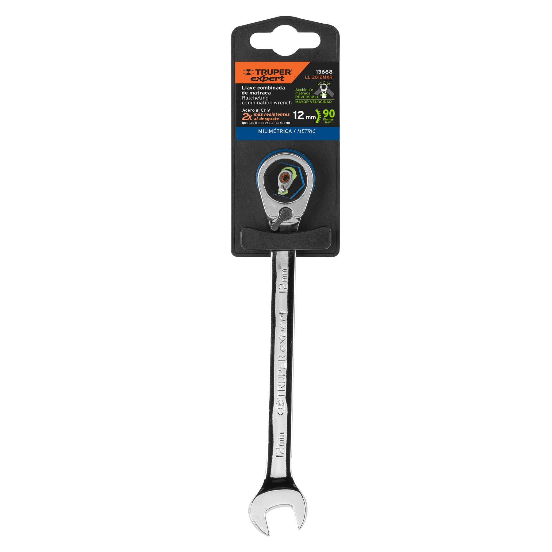 Llave combinada matraca reversible 12mmx168 mm largo, Expert - Imagen 2