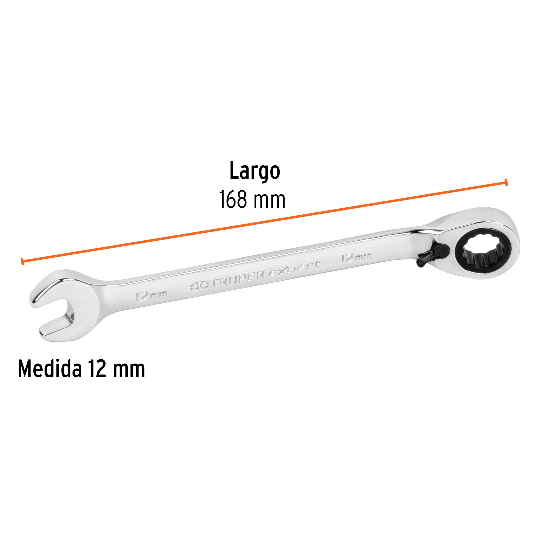Llave combinada matraca reversible 12mmx168 mm largo, Expert - Imagen 4
