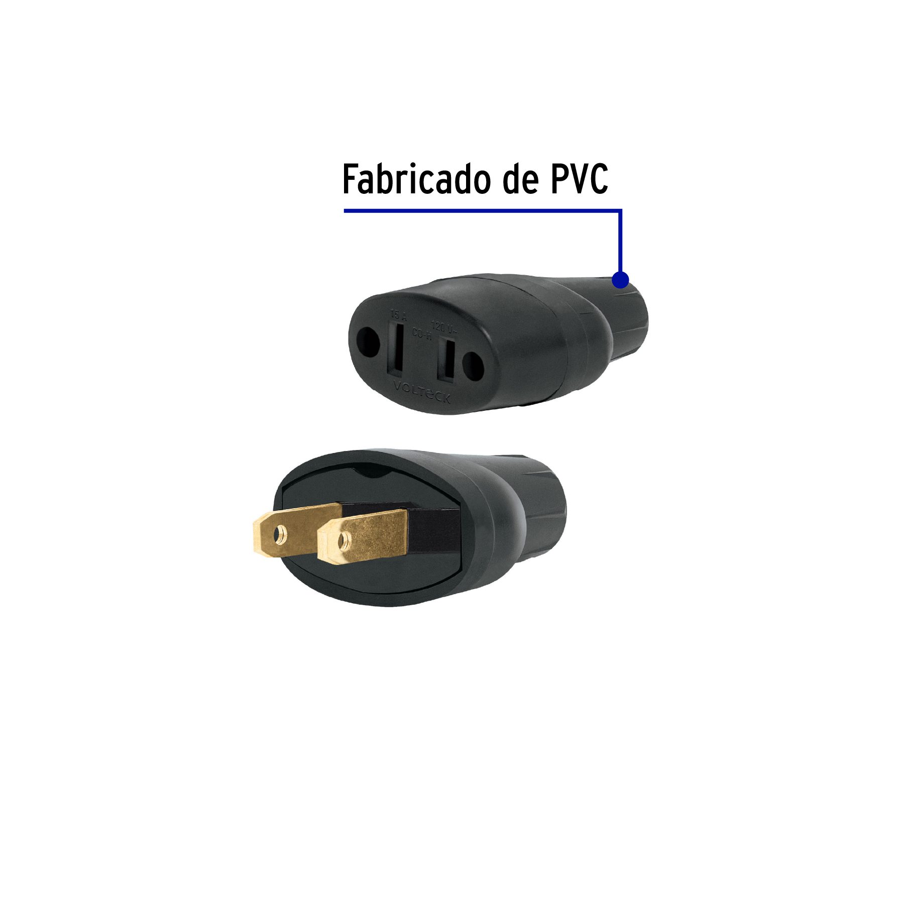 Clavija y contacto de PVC, bolsa con 2 piezas, Volteck