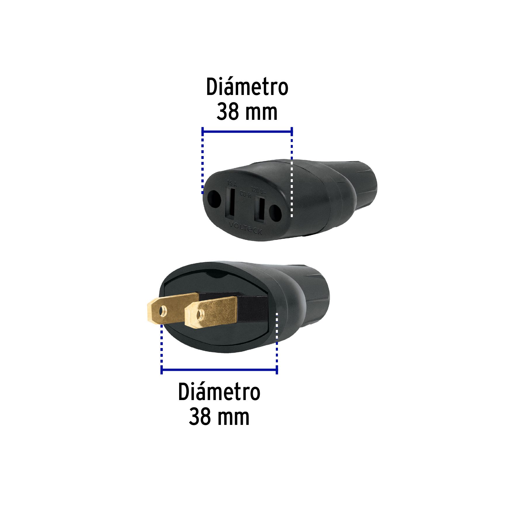 Clavija y contacto de PVC, bolsa con 2 piezas, Volteck - Imagen 2