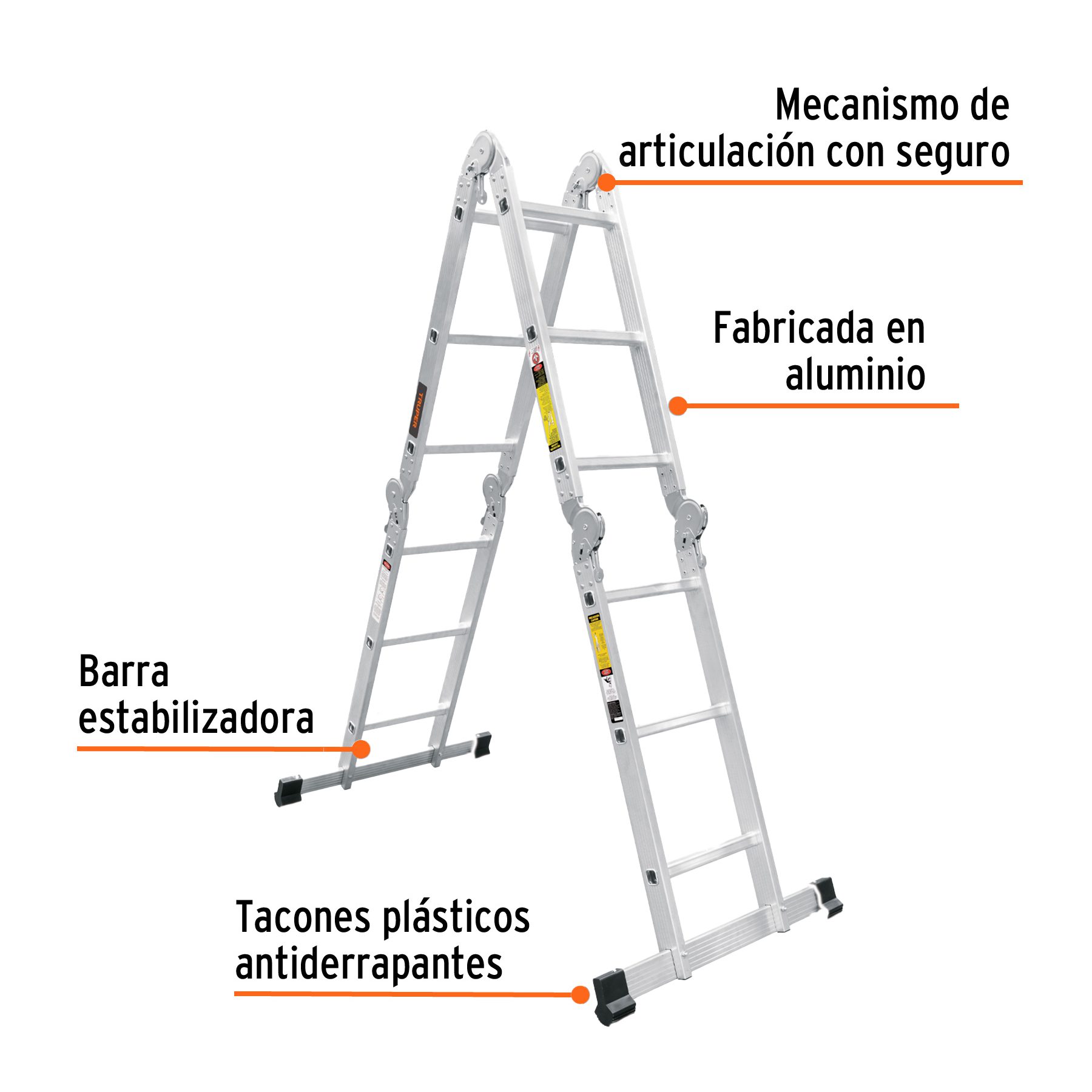 Escalera multiposición 12 peldaños, Tipo I, Truper - Imagen 2