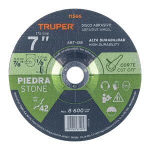 Disco Tipo 42 de 7" x 3.2 mm para corte de piedra, Truper
