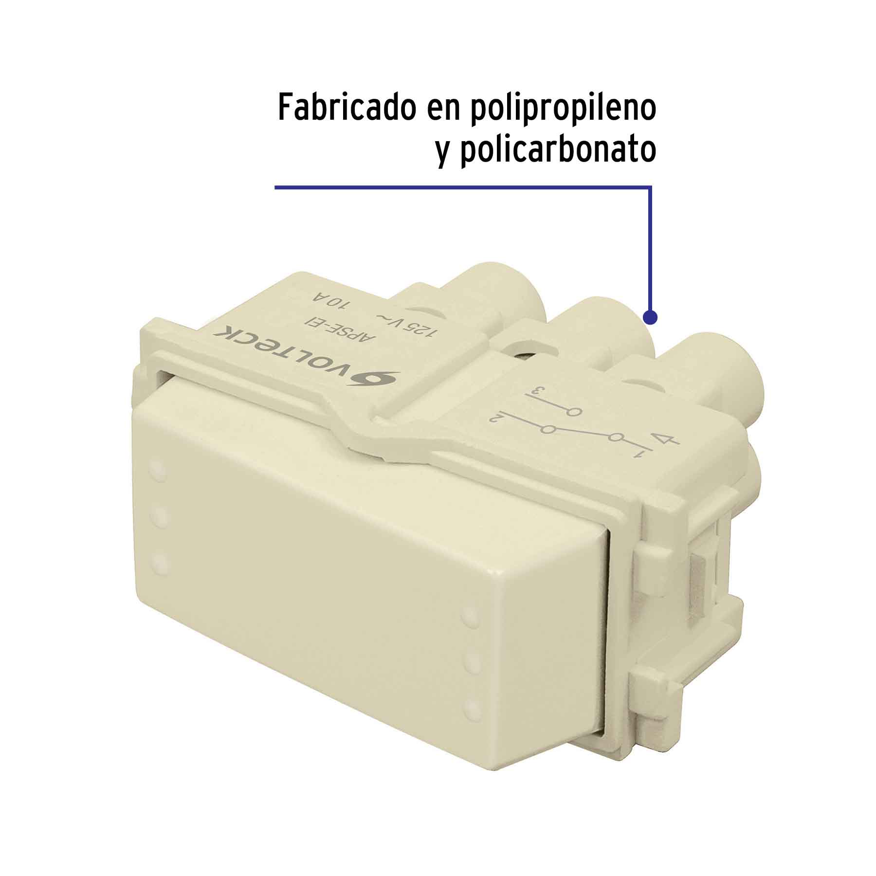 Interruptor de 3 vías, línea Italiana, color marfil - Volteck
