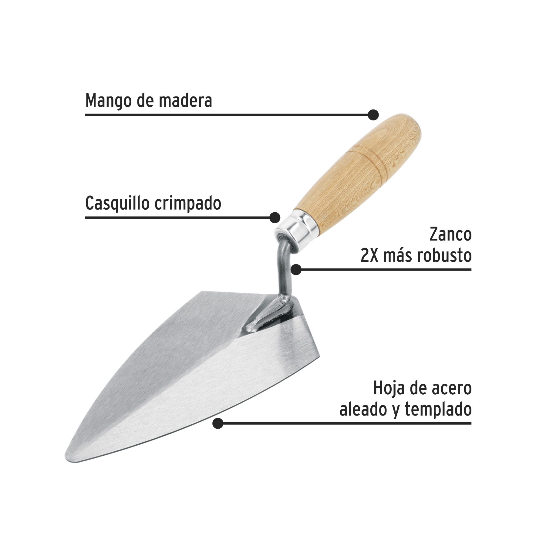Cuchara para albañil 8" tipo Filadelfia, PRETUL - Imagen 3