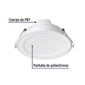 Luminario LED empotrable 7 W 6500 K, redondo, VOLTECK BASIC
