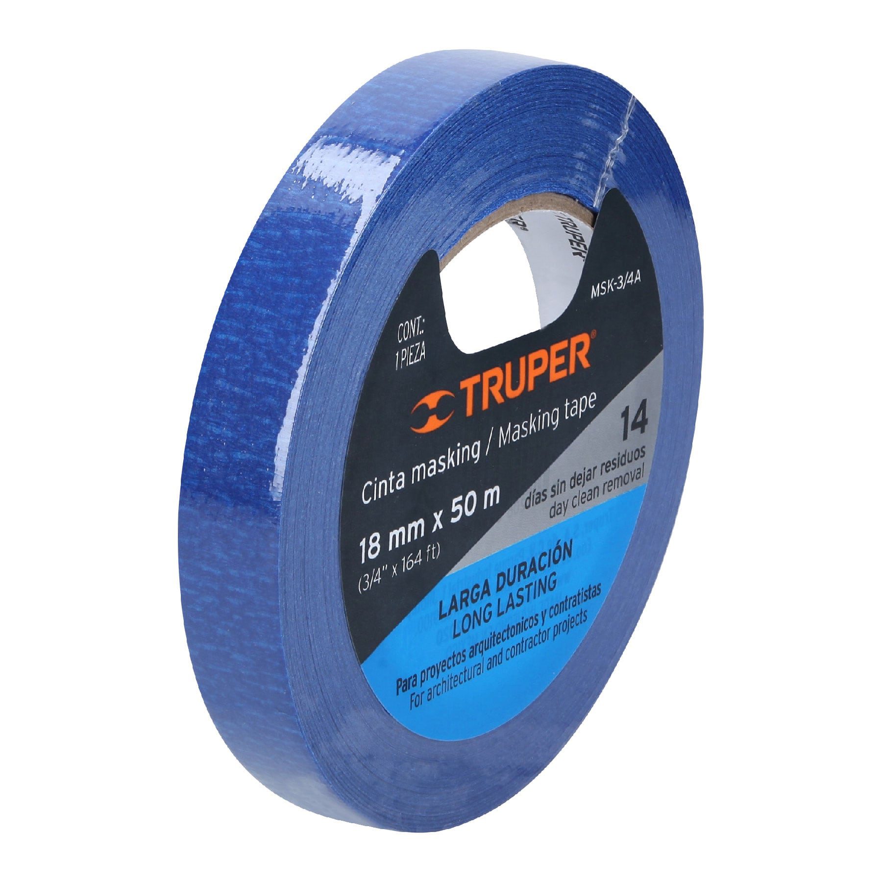 Cinta masking tape azul de 3/4" x 50 m para pintor, Truper - Imagen 2