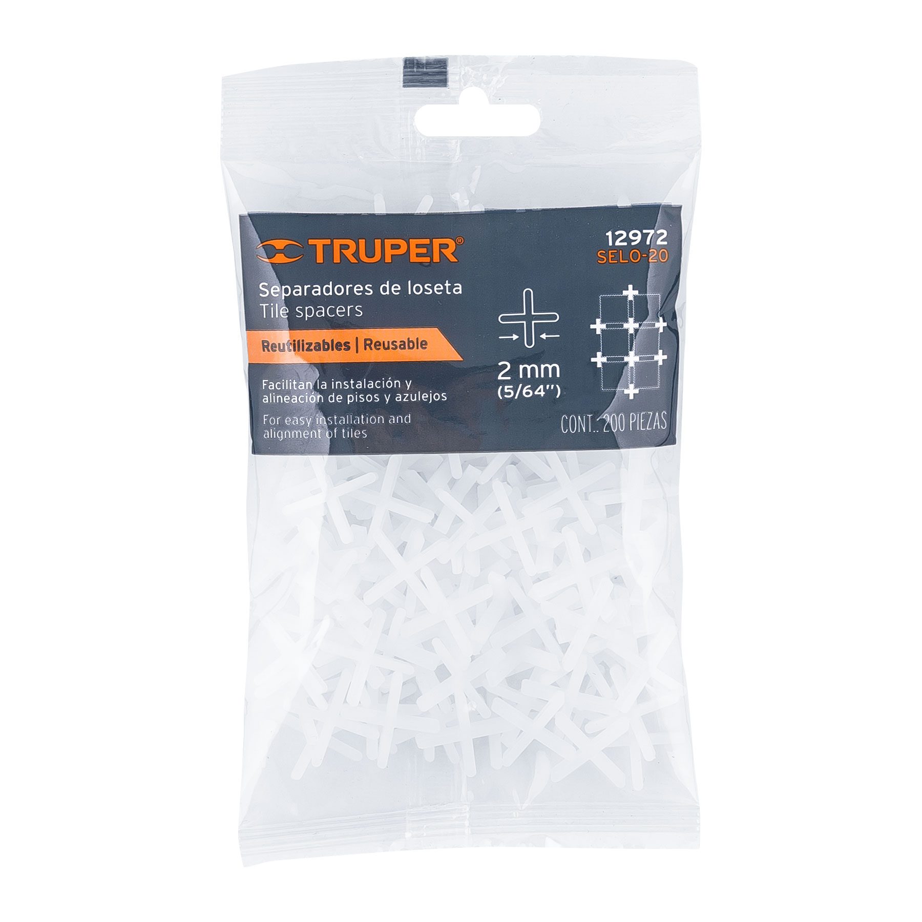 Bolsa con 200 separadores de 2 mm de losetas, TRUPER - Imagen 2