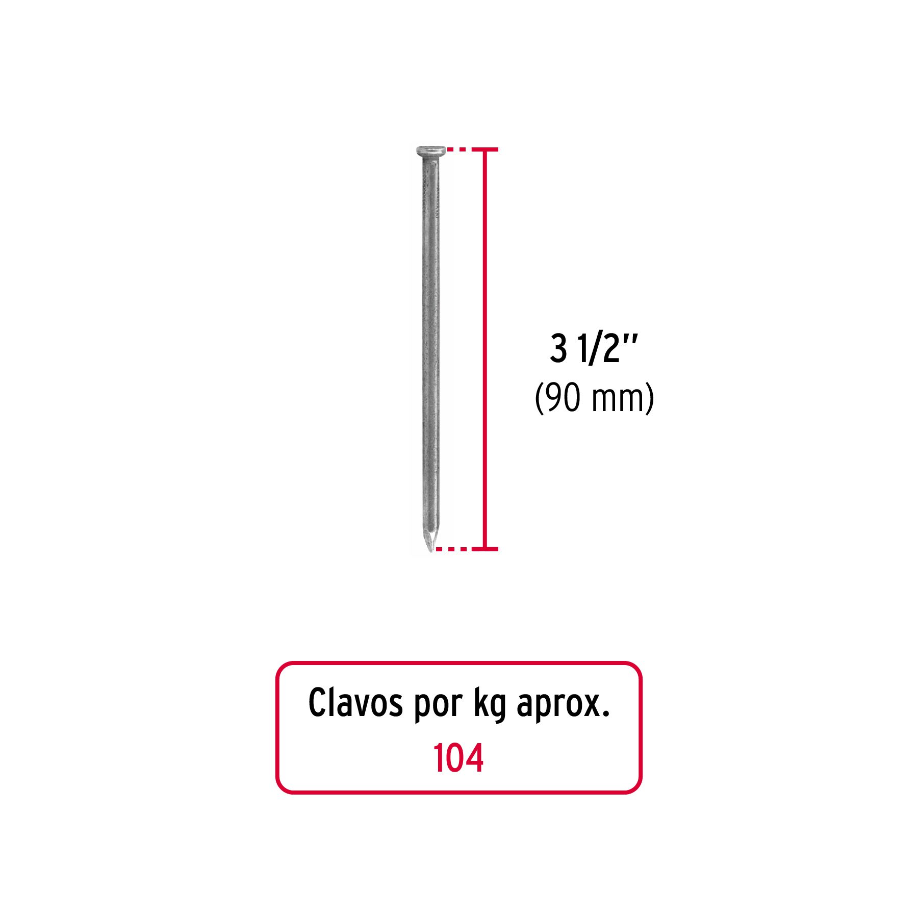 Kilo de clavo standard 3-1/2" con cabeza / 1kg - Truper