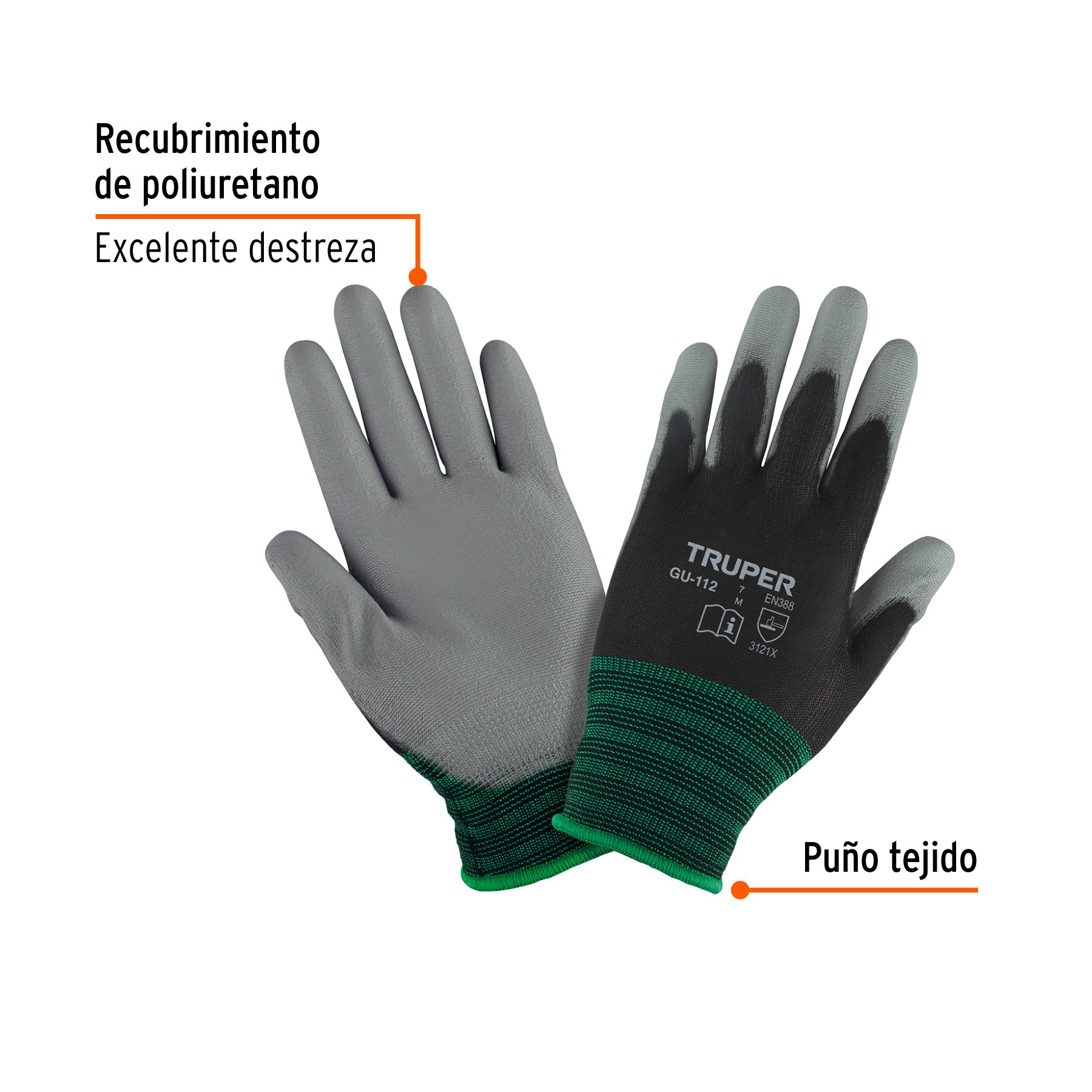 Guantes de nylon recubiertos de poliuretano, M, TRUPER - Imagen 5