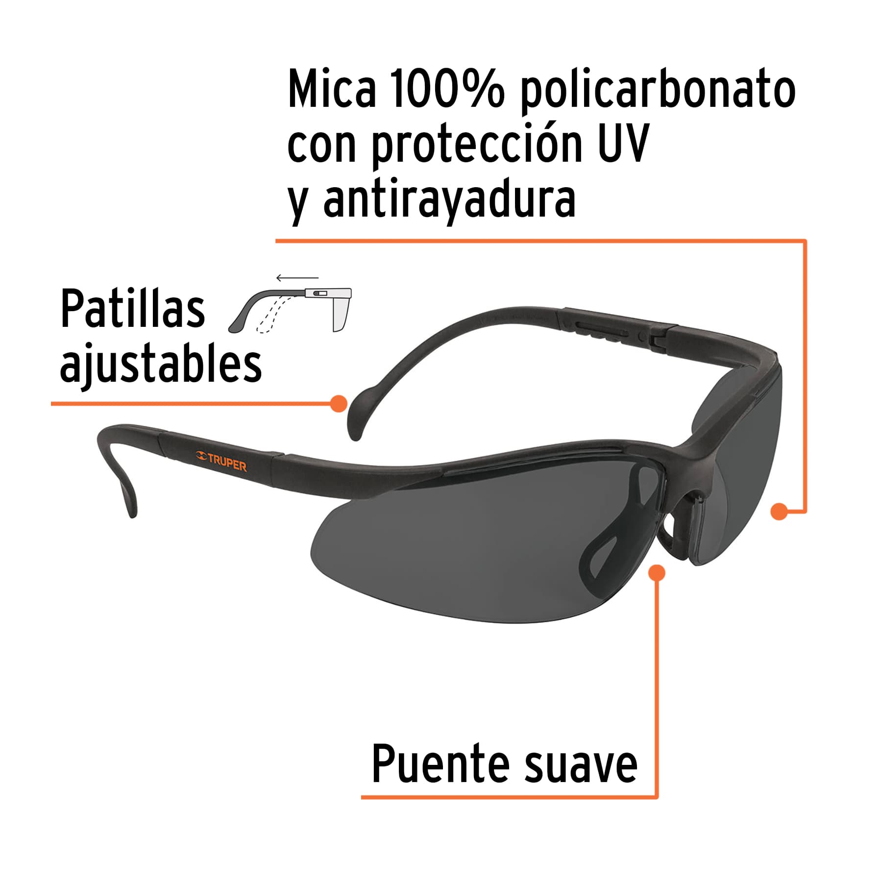 Lentes de seguridad grises, Truper - Imagen 2