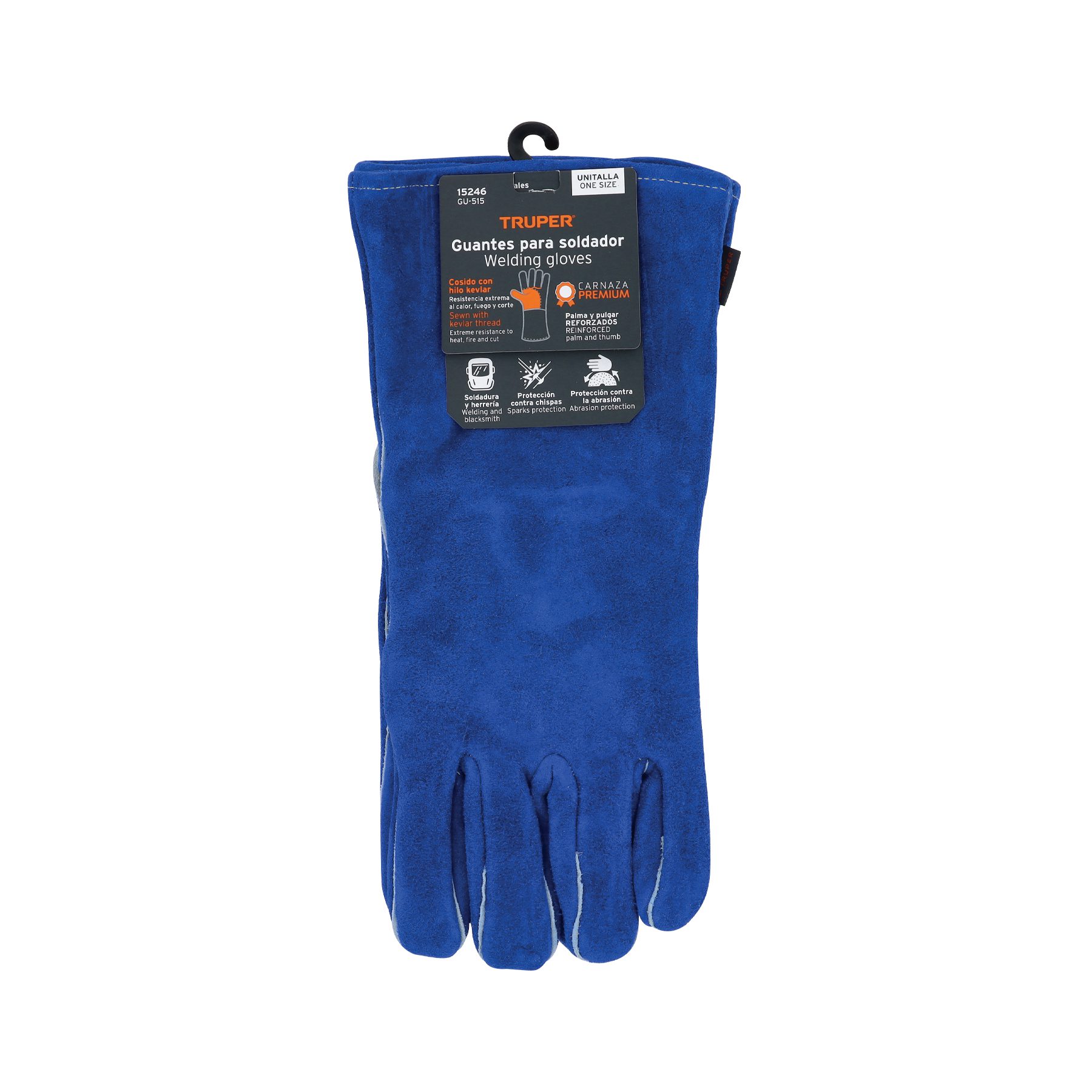 Guantes para soldador, reforzados, azules, TRUPER - Imagen 4